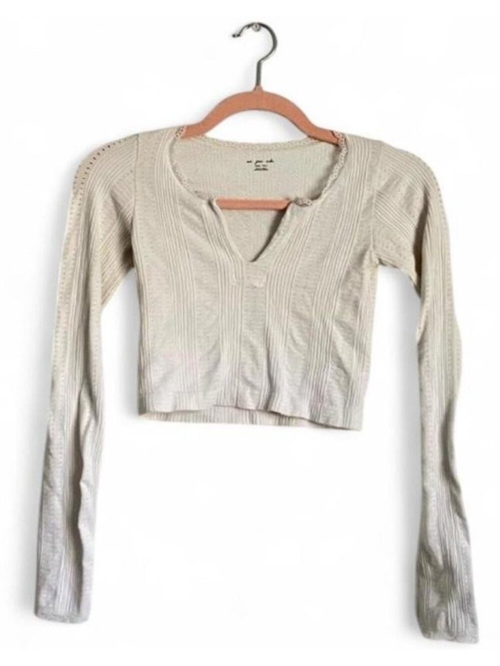 Out From Under Urban Outfitters Womens XS/S Cream White Long Sleeve Crop Top